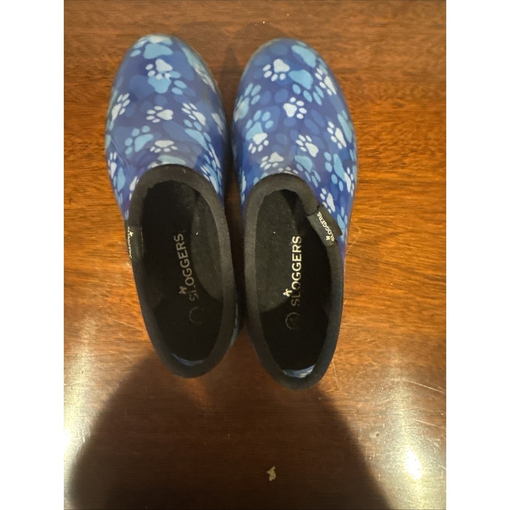 Sloggers Womens Blue Paw Print Garden Rain Shoes Size 7 Waterproof Slip On - Picture 4 of 9